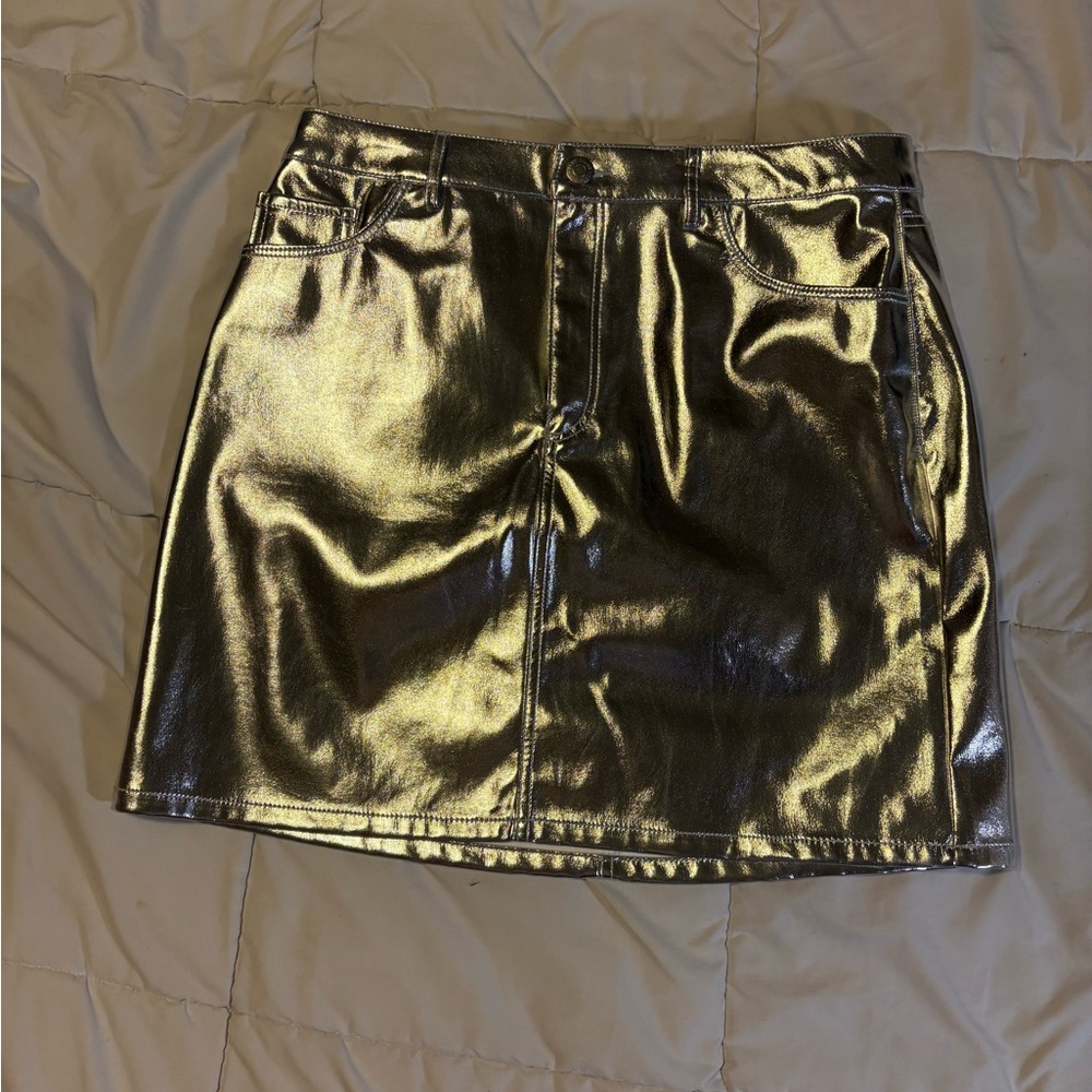 LOFT Shimmering Gold Mini Skirt